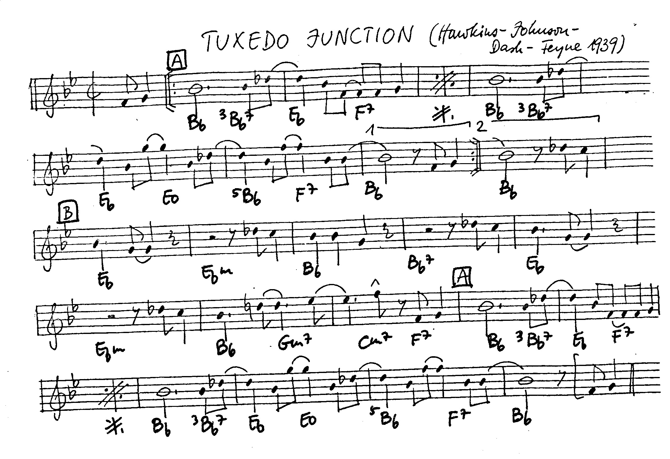 tuxedo junction leadsheet – book us for your next 20s or gatsby event